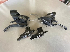 Shimano Tourney TX Mechanical MTB brake/shifter/caliper set (Discs Not Included) - Picture 1 of 9