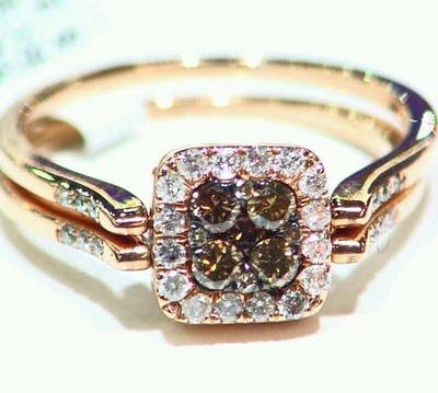 .75CT 14K Gold Natural Cut White Brown Diamond Vintage Flip Engagement Ring Halo - Image 1 of 4