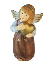 Vintage Porzellan Engel mit Gold Herz gemarkt Goebel Handbemalt Höhe 6 cm#1364C3