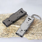 High Decibel Whistle Keychain Stainless Steel Double Pipe Camping Hiking Too _cu