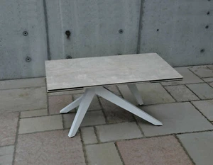 Mesa de Comedor Extensible Plan Vidrio Efecto Cerámica Moderno Metal Diseño - Imagen 1 de 5