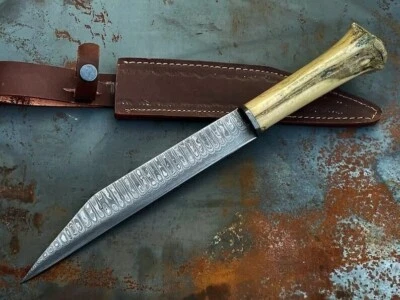 Custom Handmade Hand Forged Damascus Steel Hunting Seax knife Hunting Knife - Image 1 of 4