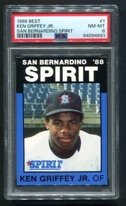1988 Best Ken Griffey Jr. RC #1 San Bernardino Spirit PSA 8 NM-MT HOF - Picture 1 of 2