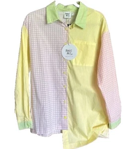Princess Polly Benjamin Spliced 32/ UK4/US 0 Button Down Pastel Shirt NWT#C - Picture 1 of 15