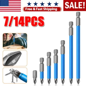 7/14X Magnetic screwdriver bit Bits set PH2 Anti-slip Hex Shank Screw Cross Head - Picture 1 of 12