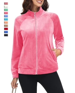 Women's Full Zip Velour Jacket Winter Casual Long Sleeve Jacket Fleece Warm Coat - Picture 1 of 124