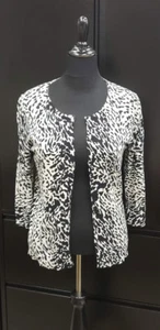 Talbots Pullover schwarz-weiß Animalprint Knopfleiste 3/4 Arm *sanft gebraucht* - Bild 1 von 4