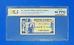 Military Payment Certificate Series 692 25 Cent PCGS 66 PPQ Gem Unc Gorgeous - Picture 1 of 2