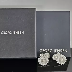 New Georg Jensen X Stine Goya DAISY Stud Earrings Sterling Silver White Enamel - Picture 1 of 16
