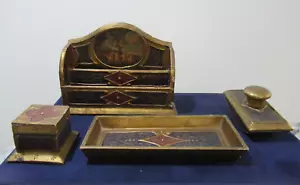 Rare Gorgeous Antique Italian Wooden Ink Writing and Paper Shelves Supplies - Picture 1 of 17