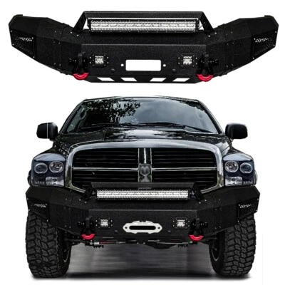 Vijay For 2006-2009 Dodge Ram 2500 3500 Steel Front Bumper w/D-Rings & Lights - Image 1 of 4
