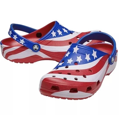 NUEVO Zuecos Crocs Clásicos Bandera Americana Talla Hombre’s 8/Mujer 10 Equipo USA Patriótico Foto 1 de 4