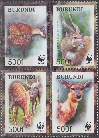 Burundi WWF Sitatunga 2004 MNH-12 Euro Cover
