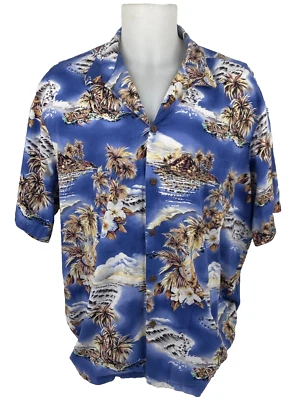 Hilo Hattie Hombres 4XL Camisa Hawaiana Isla Palma Ukelele Estacionador Barco Tropical Foto 1 de 4