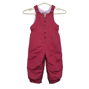 Lands End Toddler Snow Bibs Size 2T Pink Zip Front Reinforced Knee Insulated - Picture 1 of 14