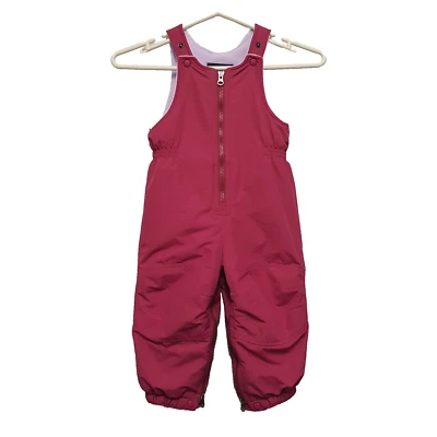 Lands End Toddler Snow Bibs Size 2T Pink Zip Front Reinforced Knee Insulated - Image 1 of 4