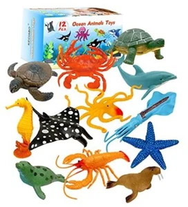 Ocean Sea Animal Figures, 12 Pack Realistic Soft 12 Pcs Ocean Animal Toys - Picture 1 of 8