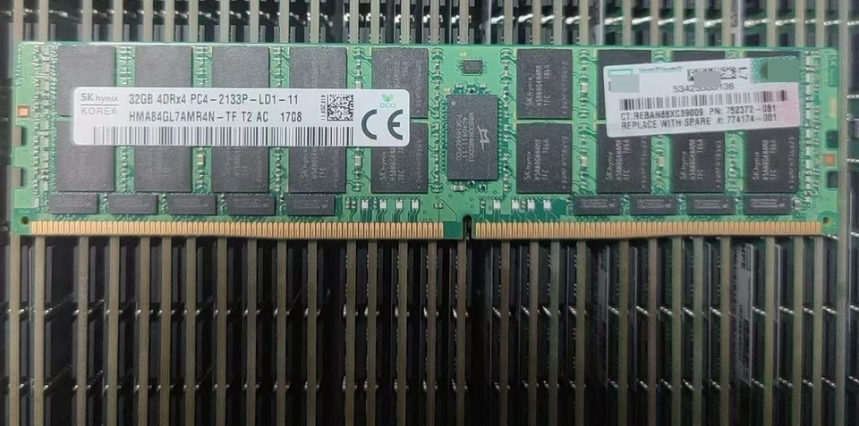 SK Hynix 32GB DDR4 2133 Server LRDIMM RAM 4DRx4 PC4-17000 HMA84GL7AMR4N-TF 288p - Image 1 of 1