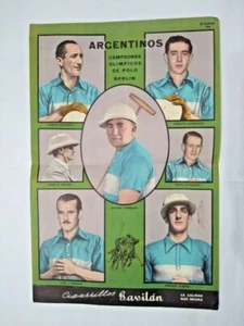 ANTIQUE ARGENTINE POLO OLYMPIC TEAM POSTER EL GRÁFICO ARGENTINA 1936 CIGARETTE - Picture 1 of 2