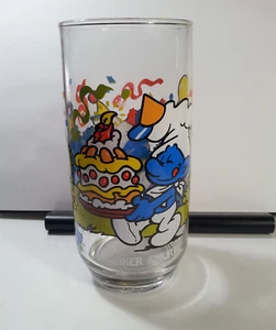 Vidrio para beber vintage Peyo Hardee 1982 1983 coleccionable de colección - Imagen 1 de 4