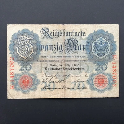 GERMANY 20 MARK 1910 P-40c  F - Image 1 of 2