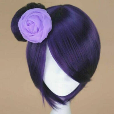 For Cosplay Konan Wig Short Straight Dark Purple With Bun - Image 1 of 4