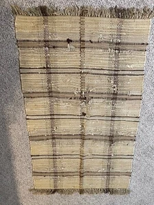 Pottery Barn 100% Cotton 3 Foot x 5 Foot Brown & Beige Plaid Rag Rug - Picture 1 of 3