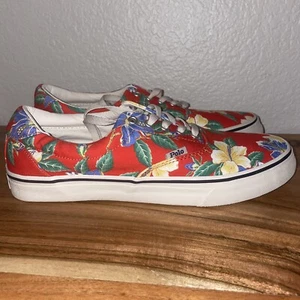 Polo Ralph Lauren Men's Thorton Canvas Shoes Floral Red Size 9D NEW - Picture 1 of 5