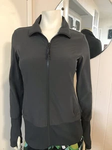 REI Gray Lightweight Stretchy Zip up Ribbed Jacket W/ Thumb holes & Back Pleat S - Picture 1 of 9