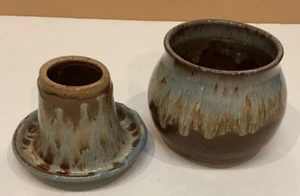 CERAMIC 2 PIECE MUSHROOM BUTTER BELL DISH BY "TRIPLE C - Picture 1 of 5