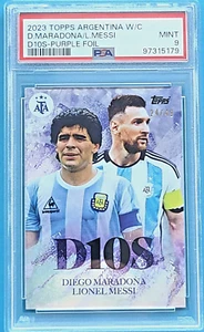 2022-23 Topps Argentina Champions /49 SSP Diego Maradona Lionel Messi #D10S PSA - Picture 1 of 2
