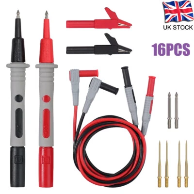 16PCS Multimeter Test Leads Set Probe Banana Plug Alligator Clip for Fluke Meter