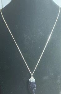 Sterling Silver 925 24” Figaro Chain With Sparkling Stone Pendant  - Picture 1 of 6