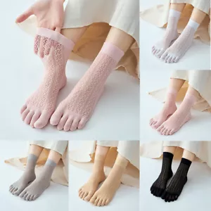 1 Pairs Women Five Finger Toe Socks Solid Breathe Sports Casual Non-slip Elastic - Picture 1 of 25