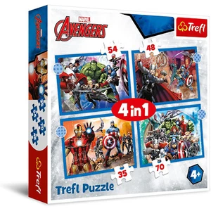 Trefl Jigsaw Puzzle Marvel Brave Avengers Kids Family 4 in 1 - Picture 1 of 5
