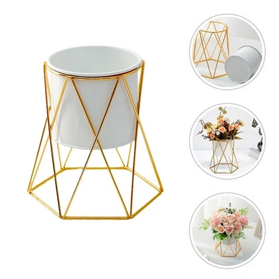  Metall-Blumentopf mit Ständer, Garten-Pflanzgefäß, nordischer Stil, - Bild 1 von 4