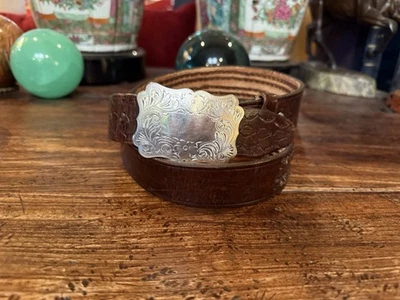 Diablo hand engraved Sterling Silver Belt Buckle 1.5”-36-37” 🐂✅ - Image 1 of 4