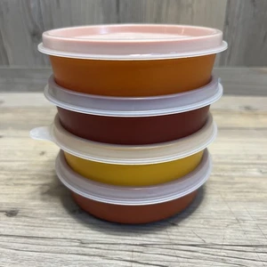Vintage Tupperware Wonder Bowls 1286 set di 4 con coperchi colori raccolta - Foto 1 di 5