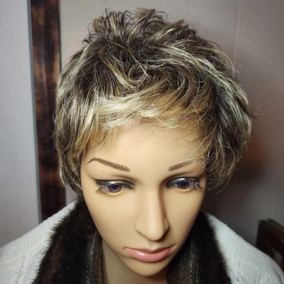 Jon Renau Wig Brown Low Lights Blonde Highlights Nature Blend Modacrylic Fiber 1 - Image 1 of 4