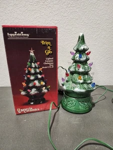 10" Vintage Marcia Ceramic Lighted Christmas Tree Inspirations Trim n Glo CTL-10 - Picture 1 of 6
