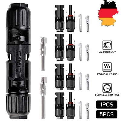 LONENESSL 5-100Paar Solarstecker für MC4 Solar Buchse + Stecker Kupplung Kabel 2,5 - 6 mm²