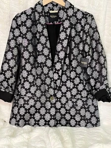 Juicy Couture Geometric Black  Silver Blazer Gold Button NWT- READ Description - Picture 1 of 11