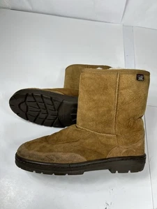 Brown Suede Sheepskin Lined Mid Calf Winter Boots Size US 11 - Picture 1 of 6
