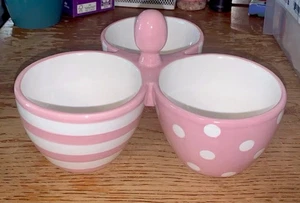 Pampered Chef Pink Bowl Trio Help Whip Breast Cancer 3-Part Candy/Condiment Dish - Picture 1 of 6