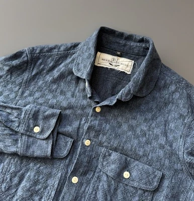 Rogue Territory Men's Medium Indigo Jacquard Rancher Shirt Blue Button Up - Image 1 of 4