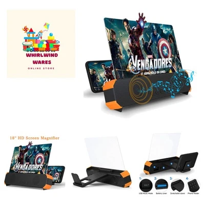 18 Inch Screen Magnifier, 3D Magnifier Projector Screen, Foldable Phone Stand... - Image 1 of 4