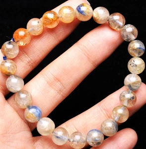 8.5mm Natural Blue Kyanite Cat Eye Crystal Gemstone Round Beads Bracelet - Picture 1 of 8