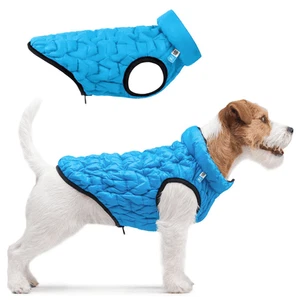 Dog Winter Coat L Size Chest 28 In Blue Black Lightweight Reversible Warm Vest - Picture 1 of 6