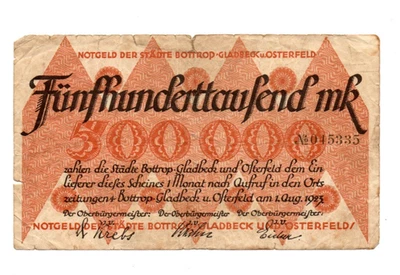 500 000  MARK  VG  BANKNOTE  FROM  GERMANY/BOTTROP   1923 - Image 1 of 2