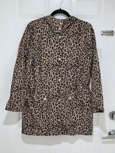 J.Crew Hooded Rain Jacket Leopard Print Water Resistant Women's Size XS - Picture 1 of 6